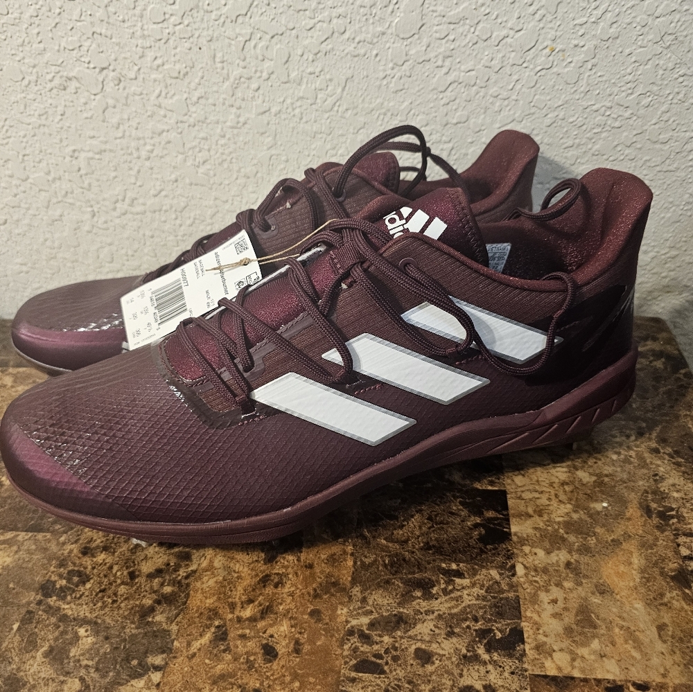 Adidas Adizero Afterburner  Men's Size 14 Maroon Metal Baseball Cleats H00977